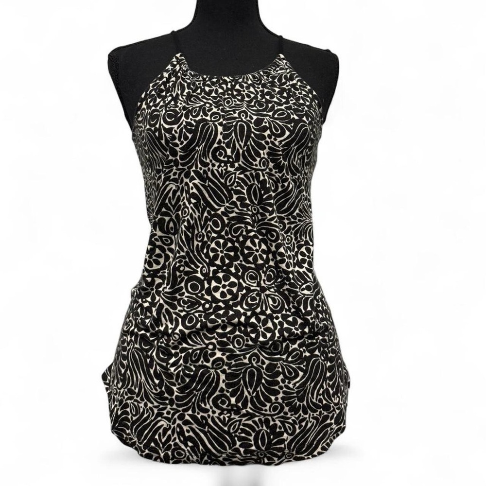 Banana Republic Halter Black and White Patterned Top